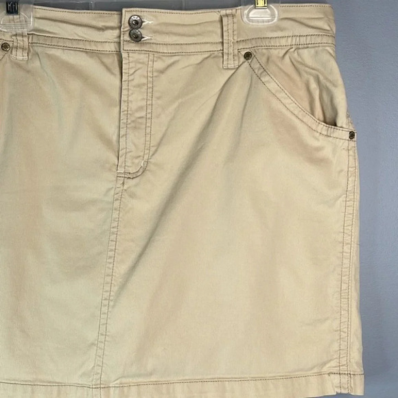 JONES&CO High Waist Skort Tan Brushed Cotton Stretch Blend Pockets Sporty 16 - Picture 3 of 8